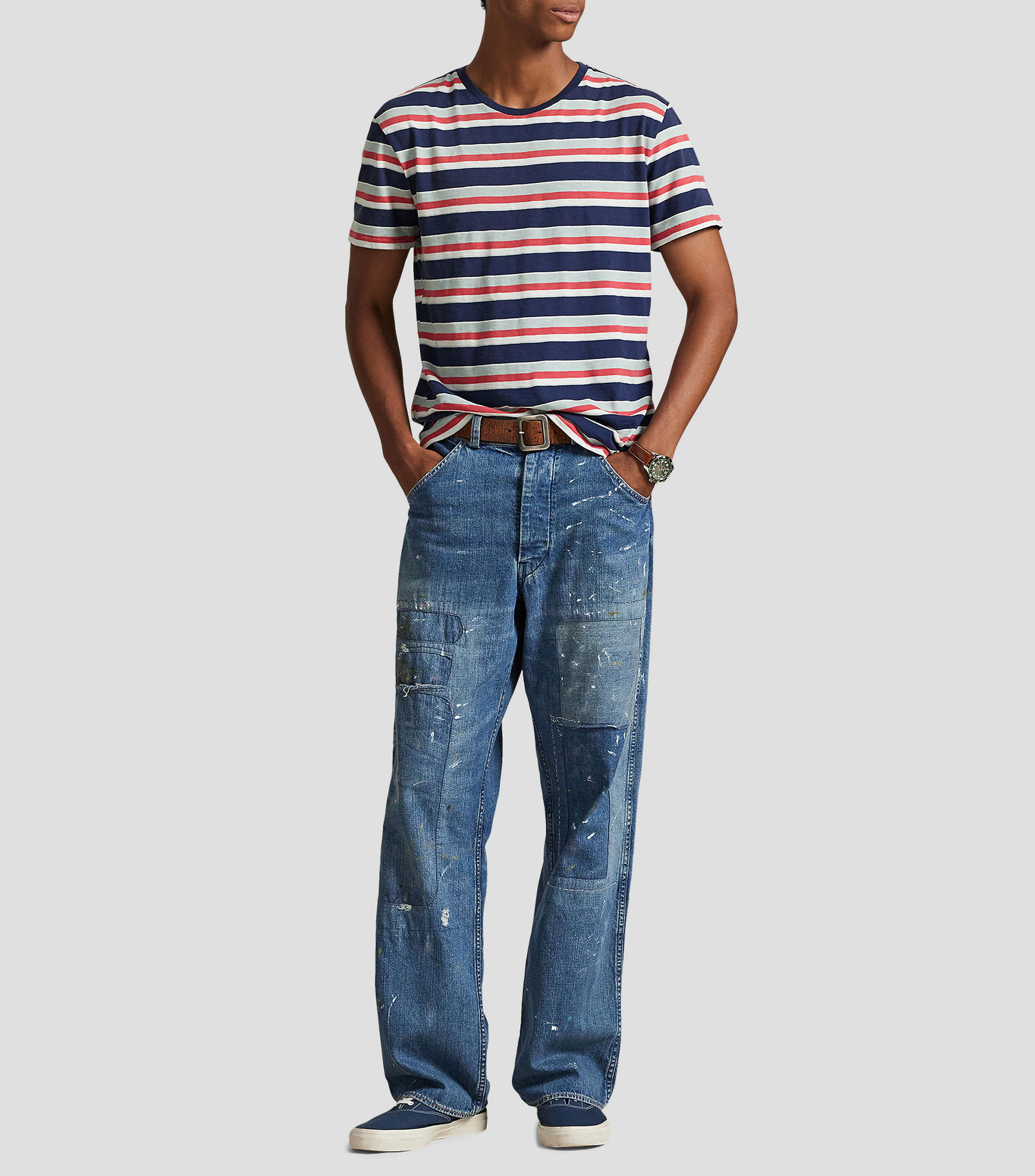 Playera cuello redondo manga corta rayas Hombre